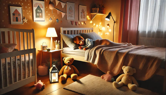 Enfants qui dort paisiblement avec des veilleuses