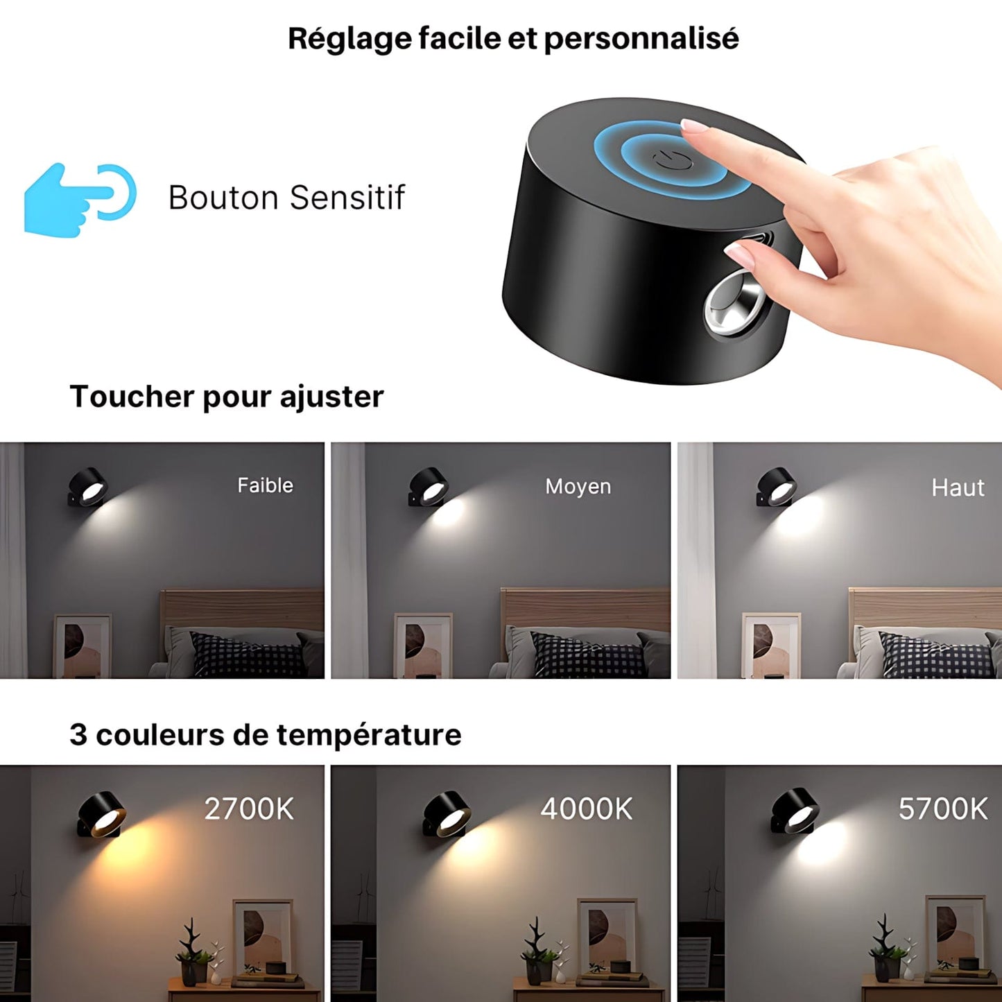 Lampe Murale Moderne Magnétique Led 360° NemiLum