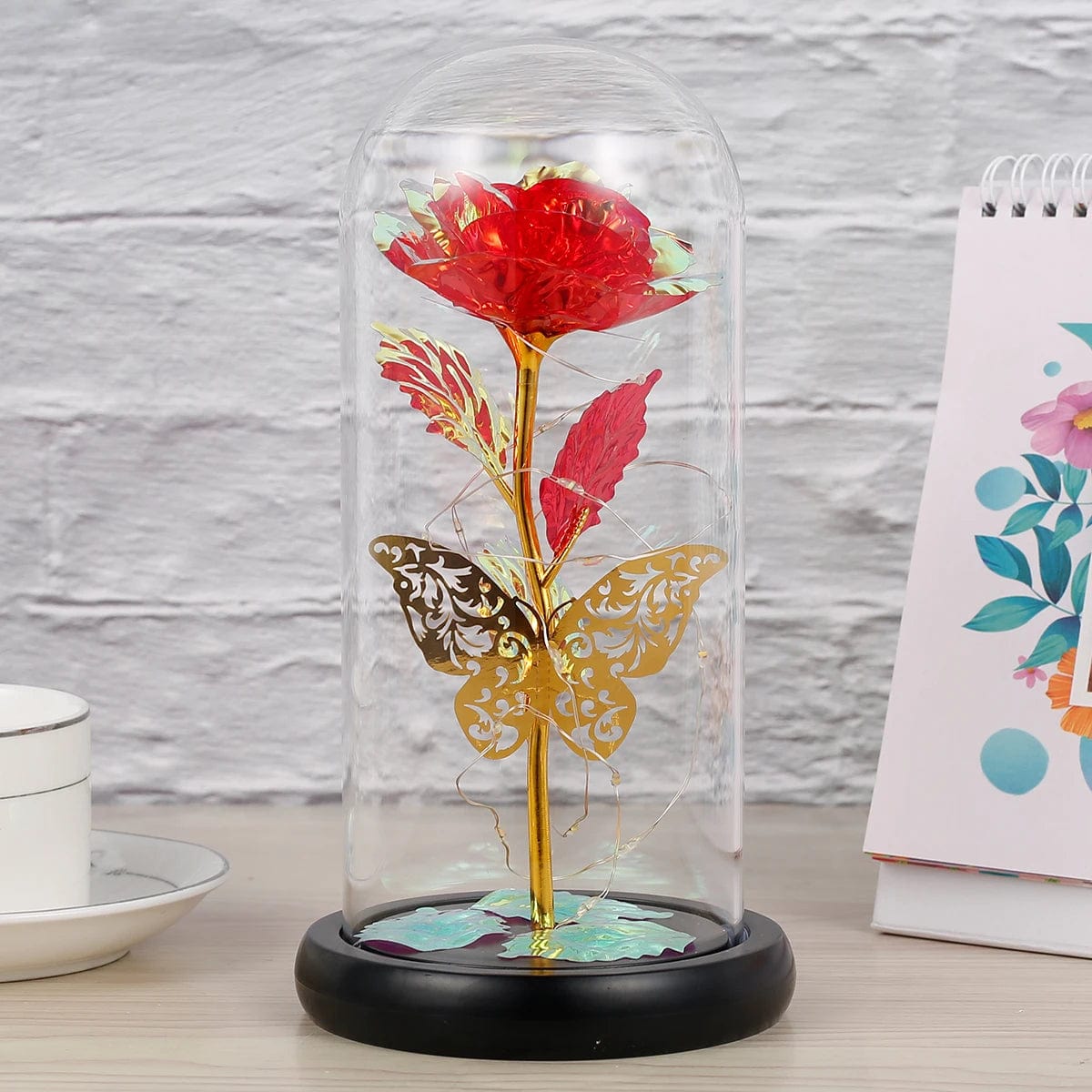 Rose Light Artificial Galaxy Rose Lamp with Butterfly and Colorful Rose Flower LED Light Artificial Flower Gift for Women Girls NemiLum
