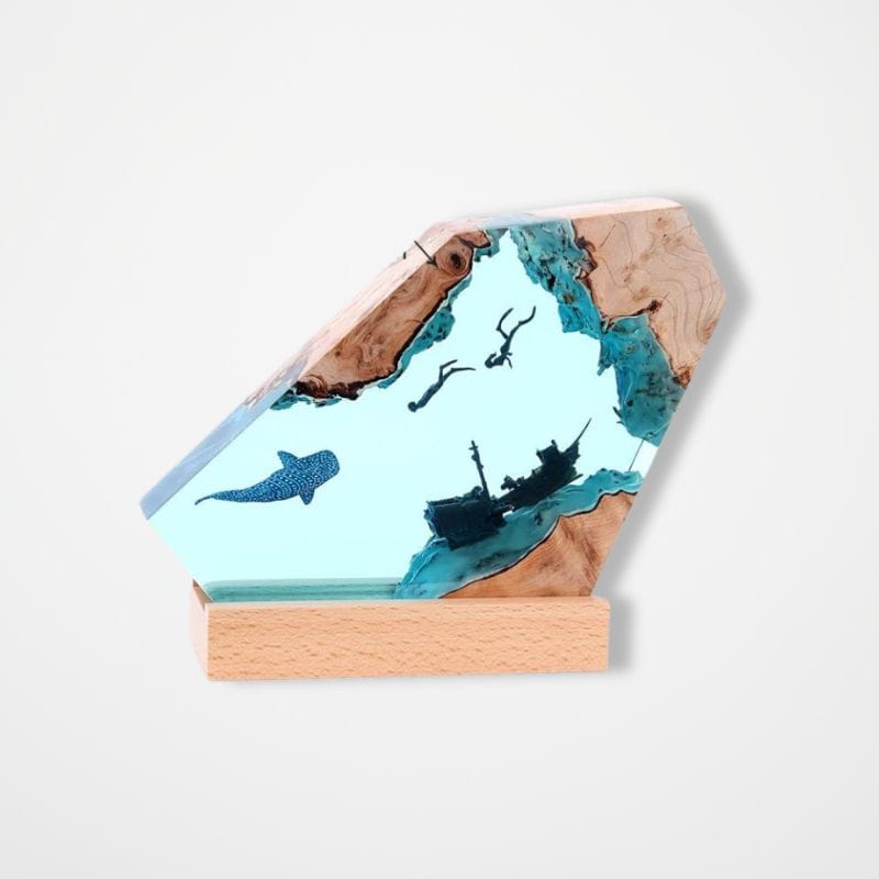 Veilleuse Baleine Lampe 3D Bois clair NemiLum