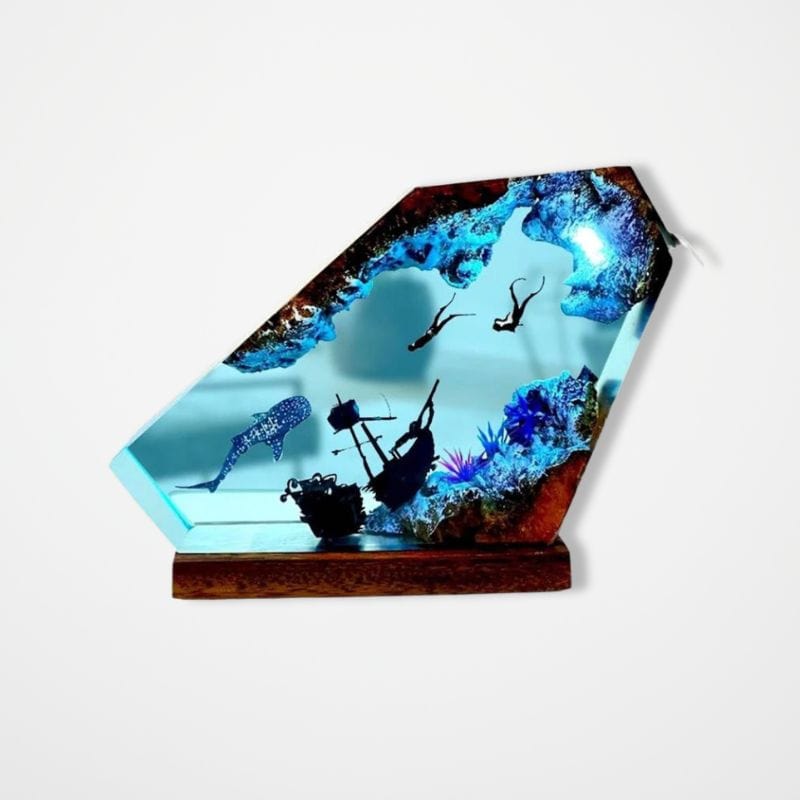 Veilleuse Baleine Lampe 3D Bois foncé NemiLum