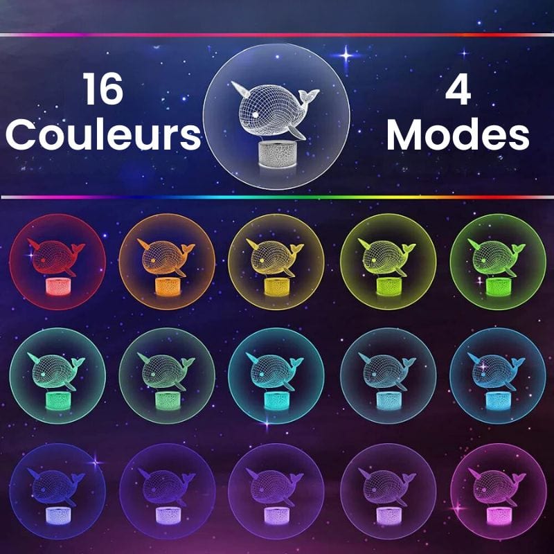 Veilleuse Baleine Lampe 3D Led NemiLum