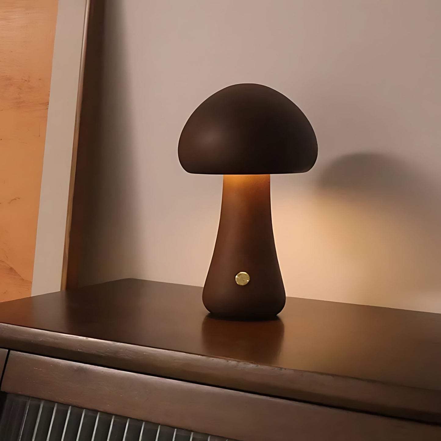 Veilleuse Champignon Bois Grande Foncée NemiLum
