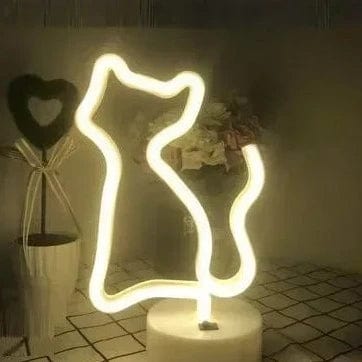 Veilleuse Chat Lampe Néon Blanc chaud / 25 x 15cm / Pile NemiLum