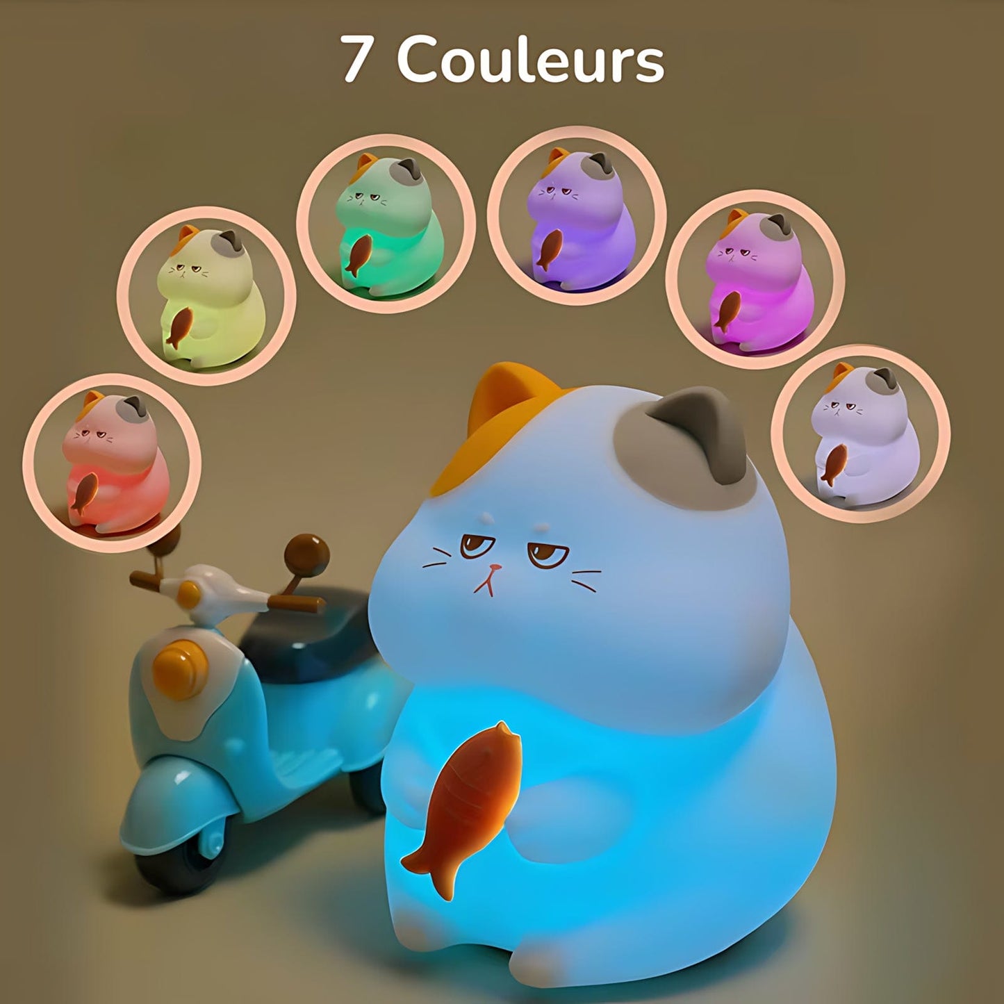 Veilleuse Chat Silicone Multicouleurs NemiLum