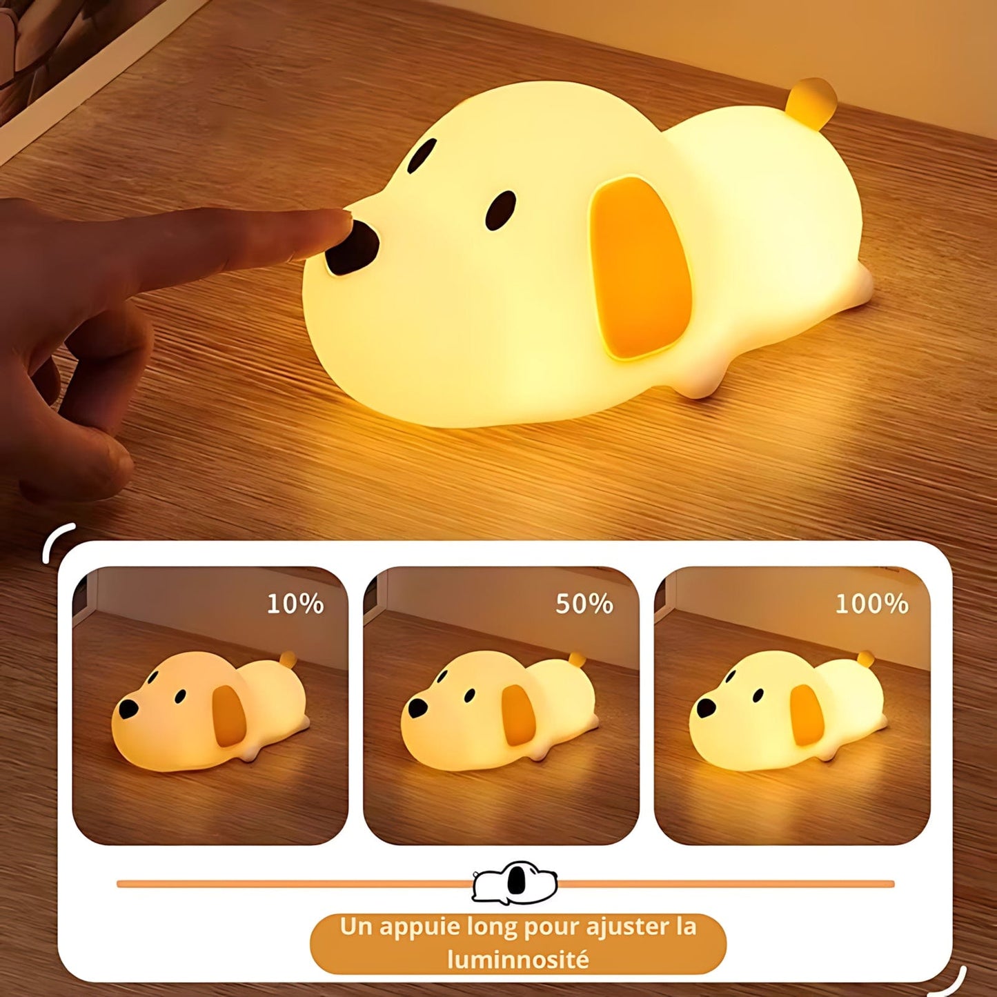 Veilleuse chien silicone LED NemiLum