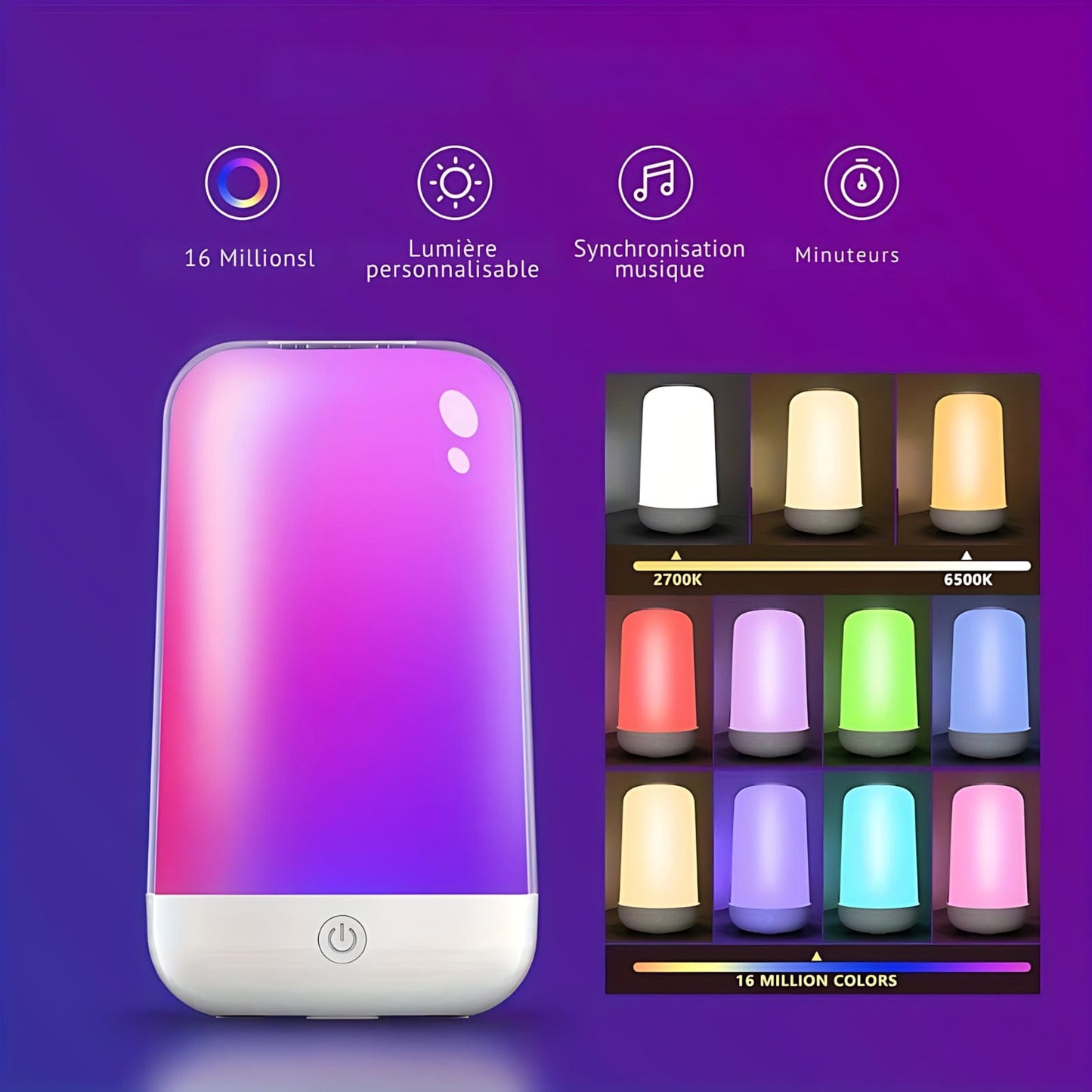 Veilleuse Lampe Design Rgb Tactile Portable NemiLum