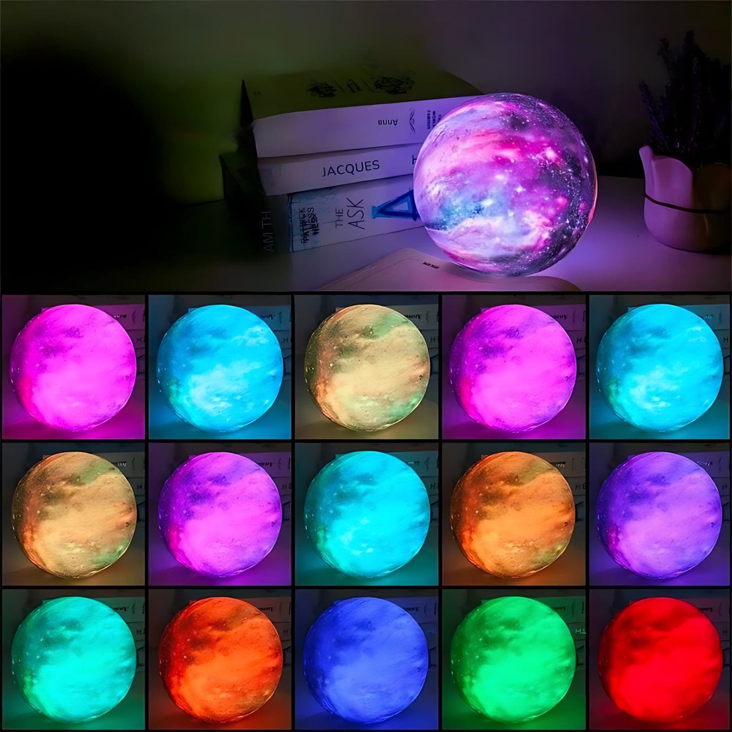 Veilleuse Lune Galaxie Multicolore NemiLum