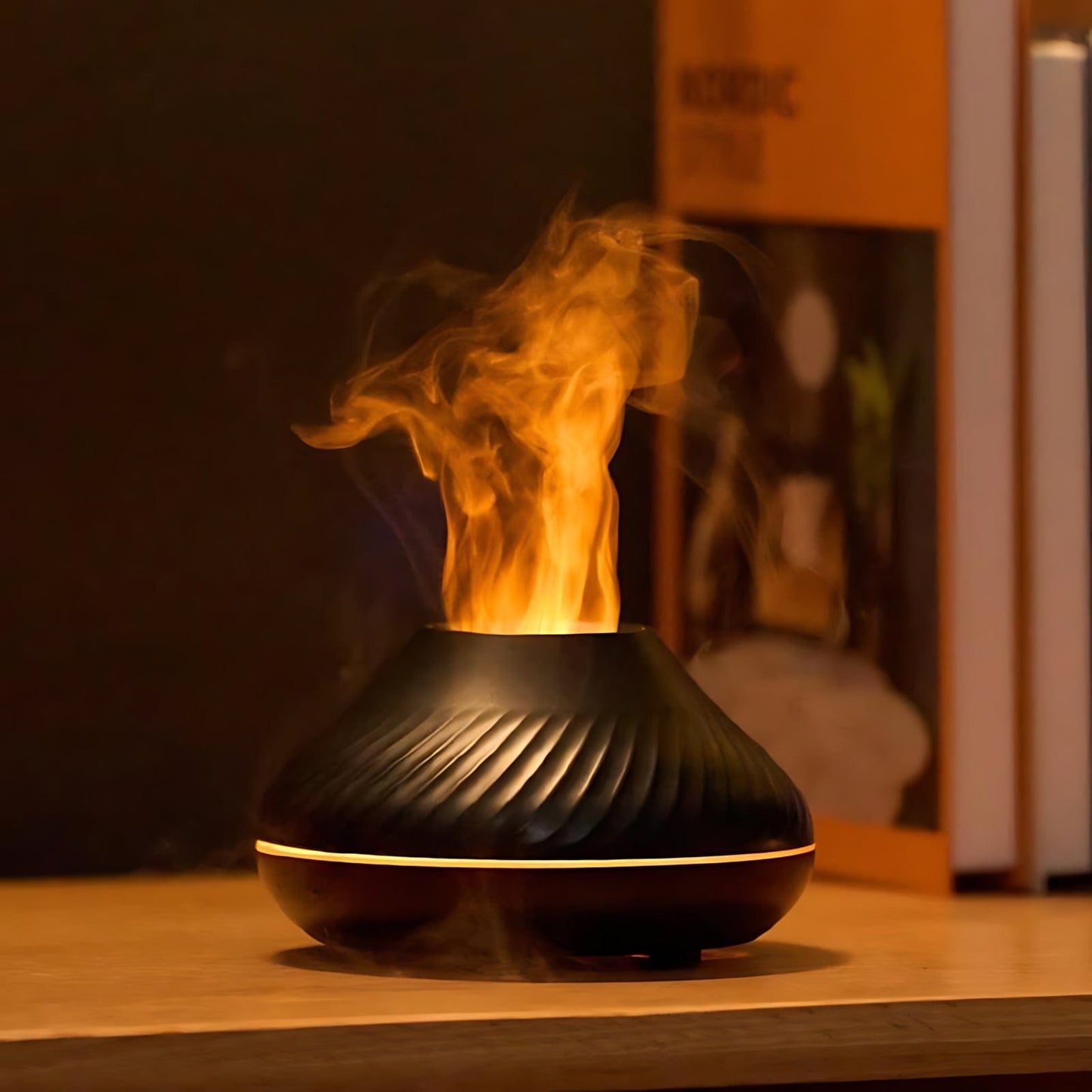 Veilleuse Volcan Diffuseur huile essentielle LED Noir NemiLum
