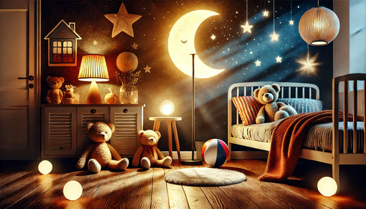 Chambre d'enfants avec pleins de veilleuses