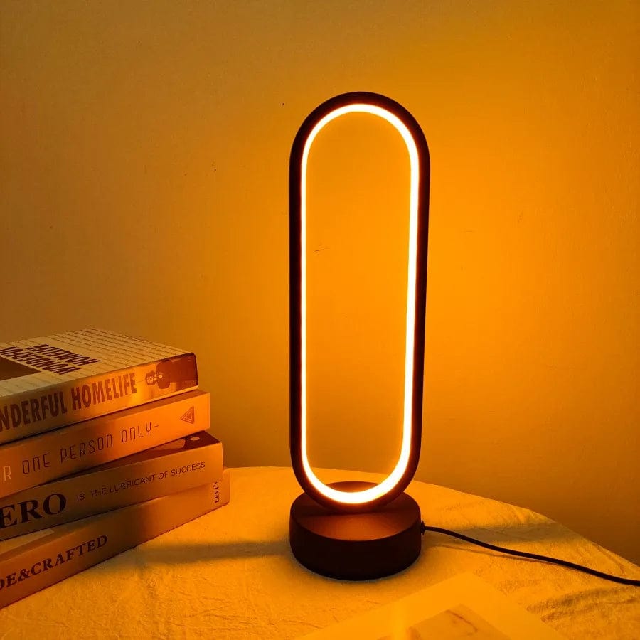 1PC Lamp bedroom Ring Lamp Living Room Three-color Dimming Bedside Lamp LED Night Light black / Tricolor NemiLum