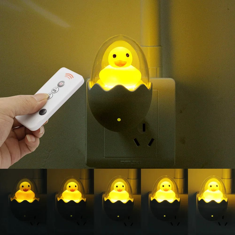 ANBLUB Timing LED Night Light 110V 220V Yellow Duck EU Plug Socket Wall Lamp With Remote for Children's Cartoon Creative Gift NemiLum