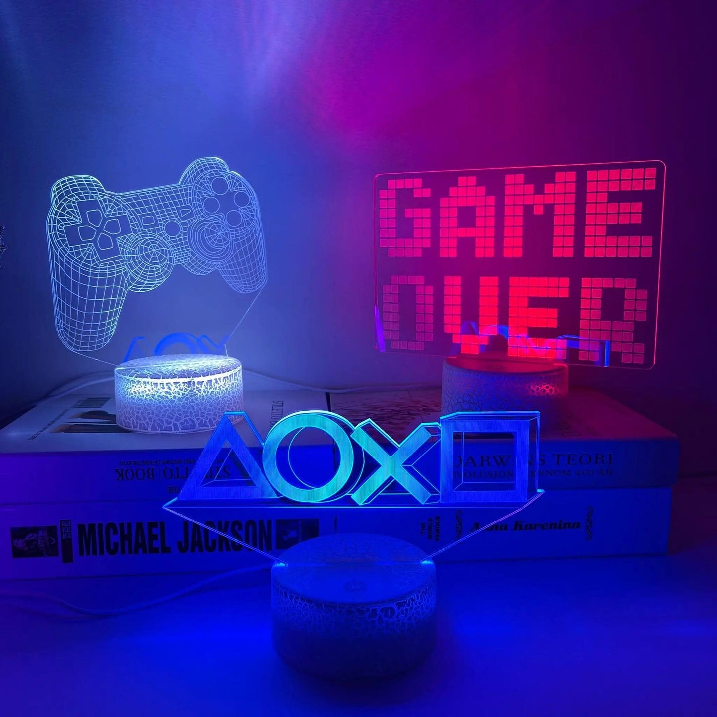 For Playstation Logo 3D Night Lamp Gaming Room Desk Setup Lighting Decor on the table Game Sensor Light for Kids Bedside Gift NemiLum