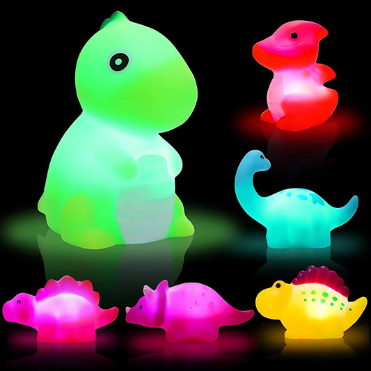 Veilleuse 6 Petits Dinosaures Bébé Silicone Bain 6PCS NemiLum