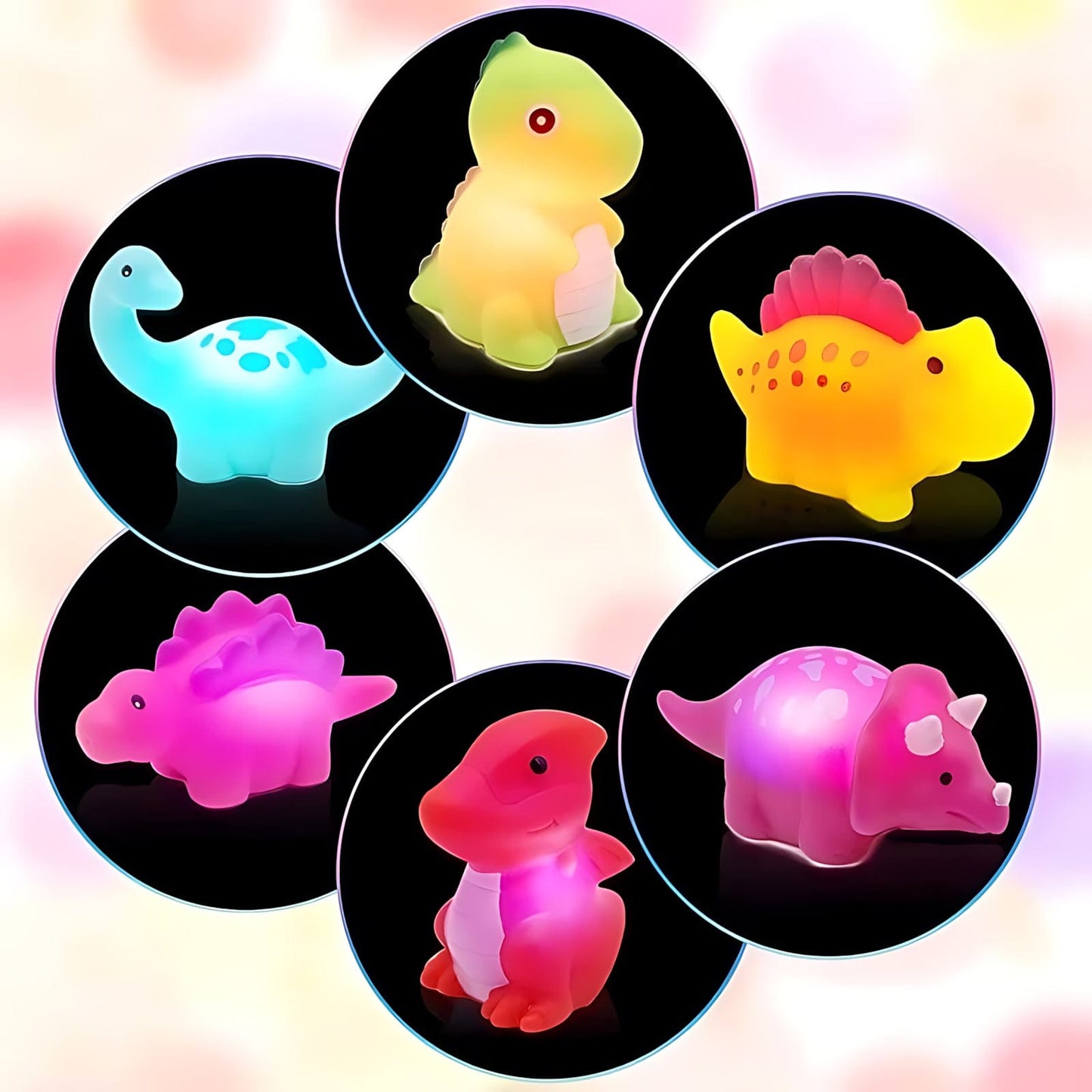 Veilleuse 6 Petits Dinosaures Bébé Silicone Bain 6PCS NemiLum