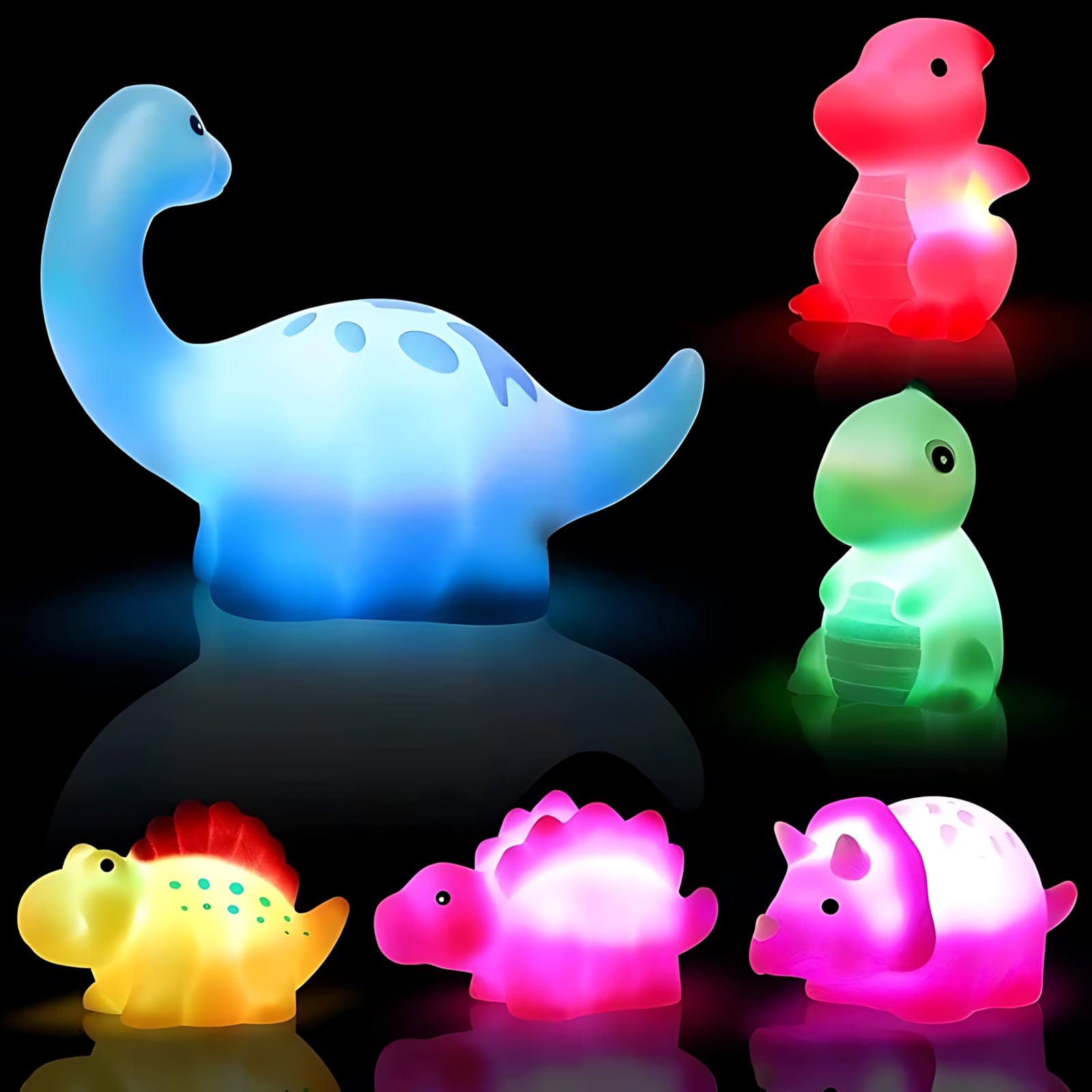 Veilleuse 6 Petits Dinosaures Bébé Silicone Bain 6PCS NemiLum