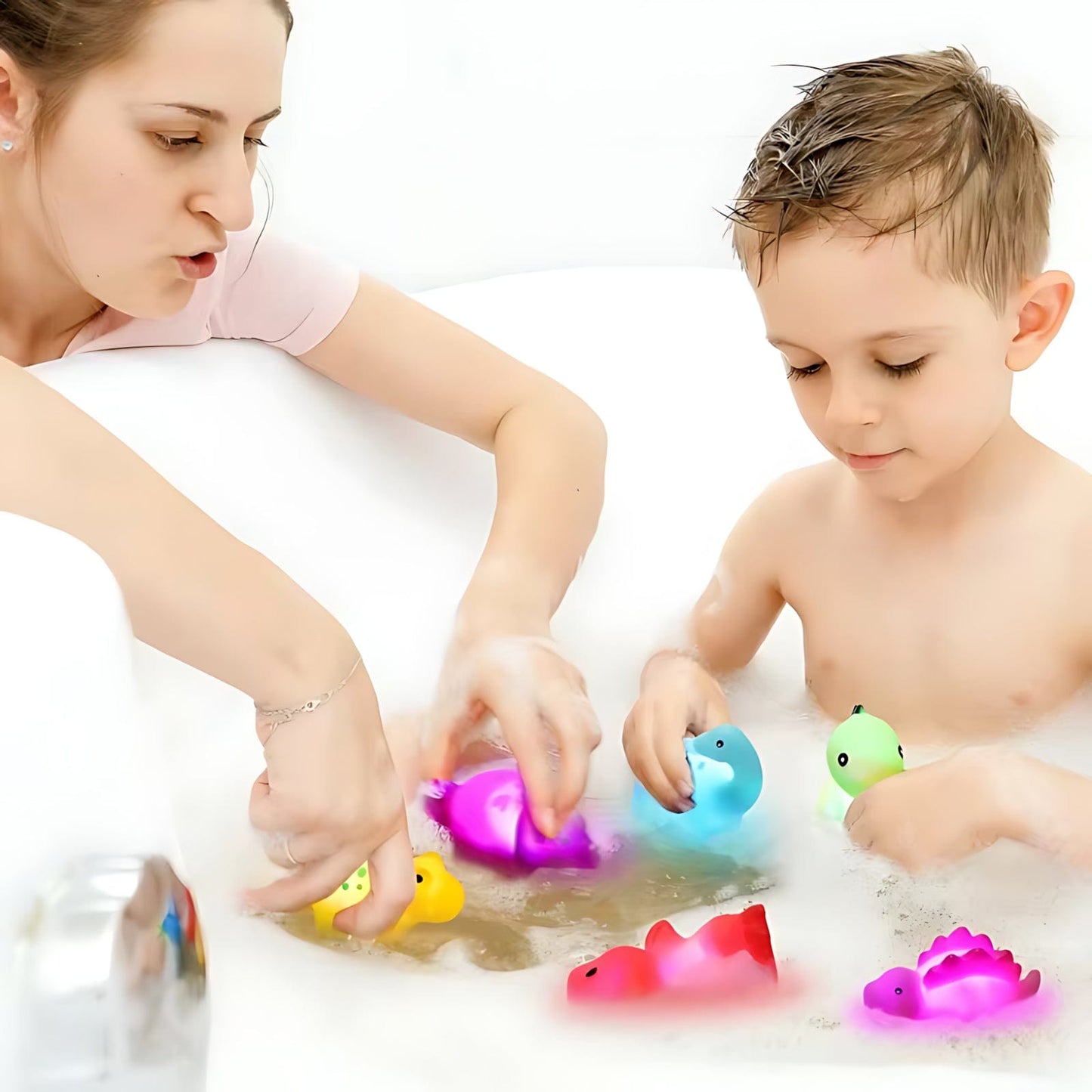 Veilleuse 6 Petits Dinosaures Bébé Silicone Bain 6PCS NemiLum