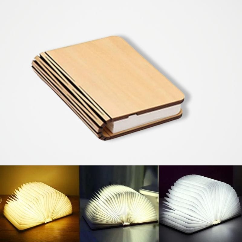 Veilleuse Lampe LED Livre Bois Clair NemiLum