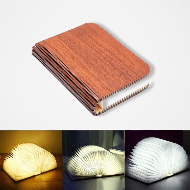 Veilleuse Lampe LED Livre Bois Foncé NemiLum